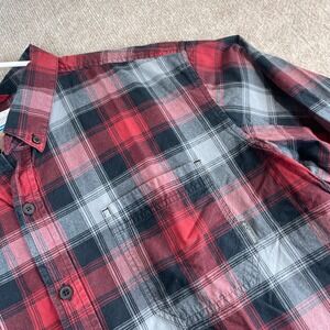 Columbia Sportswear Mens 2XT Tall Plaid Long Sleeve Button Up Red Black Gray